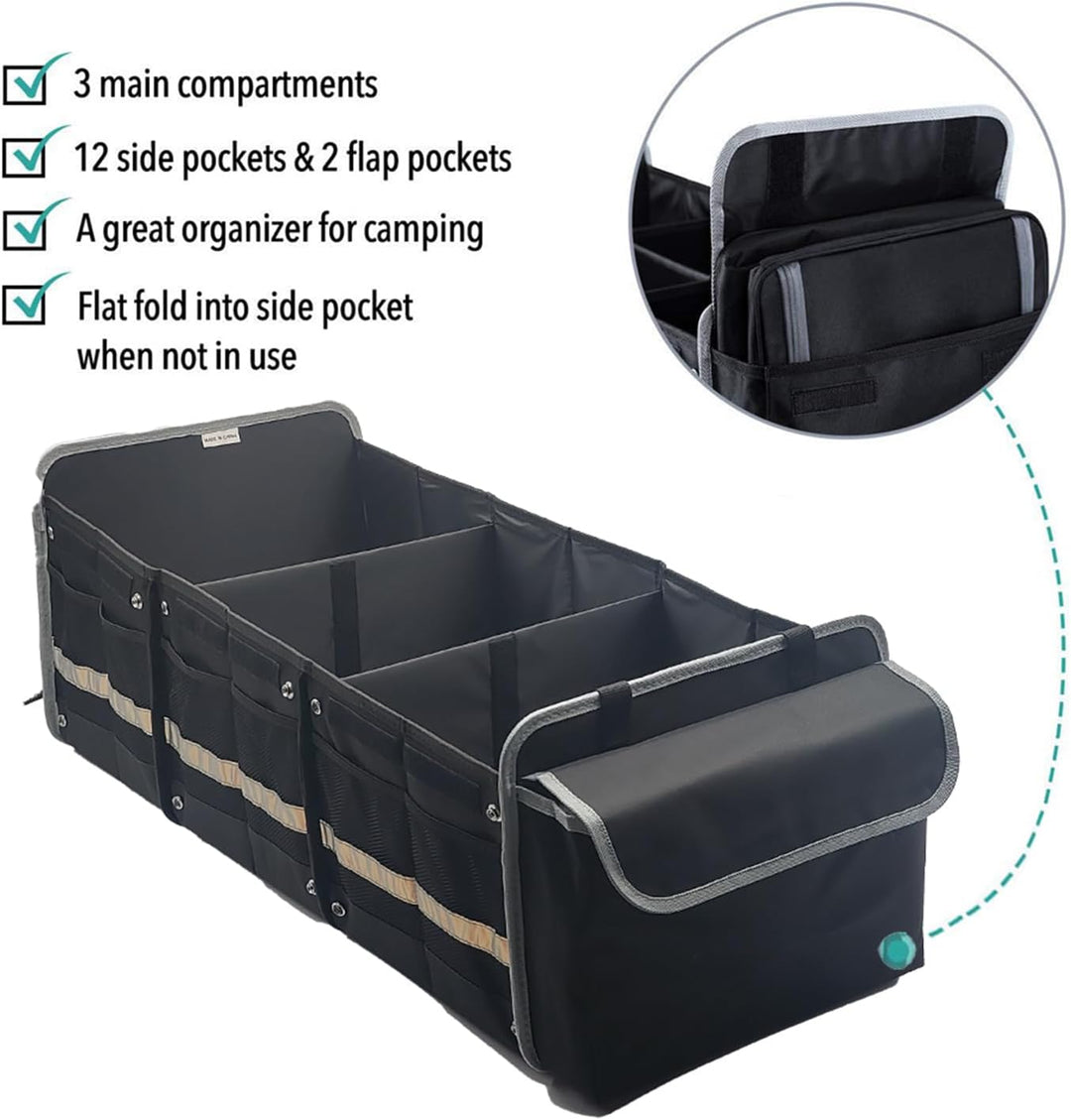 Kofferraum Organizer,Kofferraumtasche,Zusammenklappbarer 3 Extra Grosse Fächer 5 in 1 Kofferraumtasc