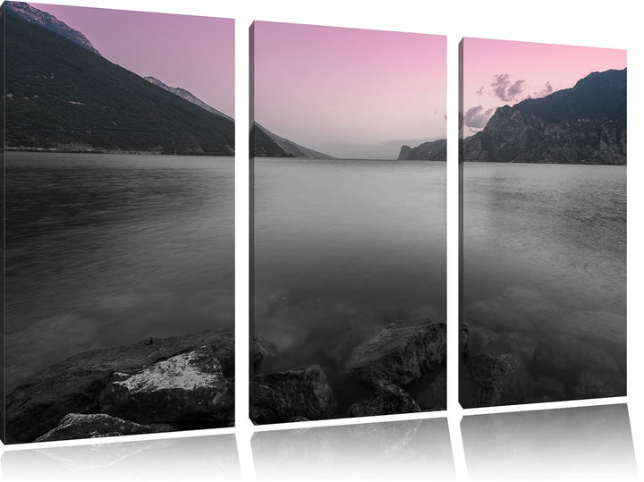 Pixxprint Gardasee in Italien als Leinwandbild | Grösse: 3 Teilig (120x80) | Wandbild| Kunstdruck |