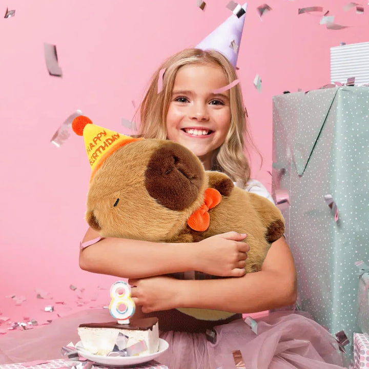 shownicer Plüschtier Capybara Kuscheltier mit Geburtstag Stofftier Kawaii Capybara Plüsch Kissen Spi