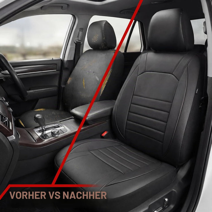 AUTOYOUTH Universal Vordersitzbezüge, wasserdicht, PU-Leder, Schwarz, Airbag-kompatibel, Paar, für S