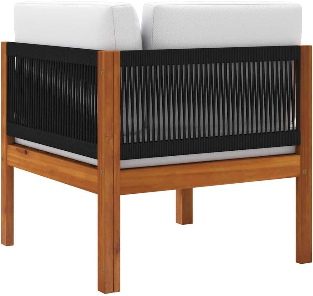 vidaXL 2X Akazienholz Massiv Garten Ecksofa mit Auflagen Sofa Lounge Gartensofa Sessel Gartensessel