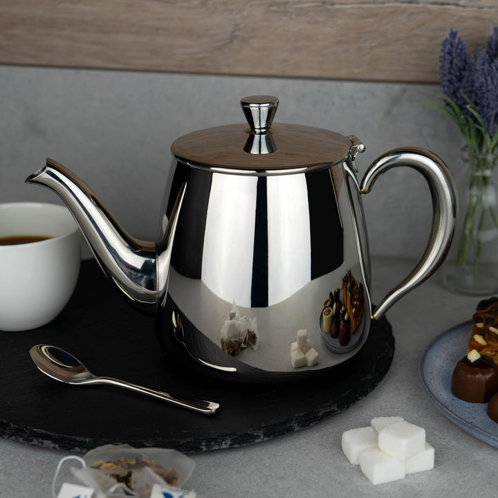 Café Olé PT-048 Cafe Ole Erstklassige Premium Teekanne, 18/10 Edelstahl, 48 Ounces, Tropffreies Ausg