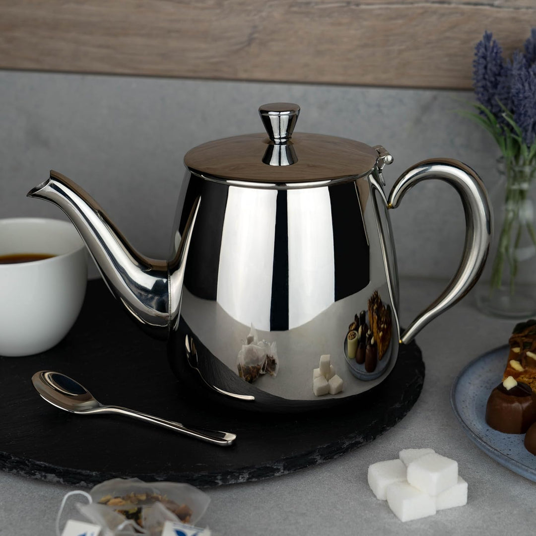 Café Olé PT-018 Premium Teekanne, 18/10 Edelstahl, hochglanzpoliert, 18 oz, Stay Cool Hohlgriffe, pe