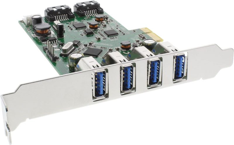 InLine 76664C Schnittstellenkarte, 4x USB 3.0 + 2x SATA 6Gb/s, PCIe, inkl. Low-Profile Slotblech