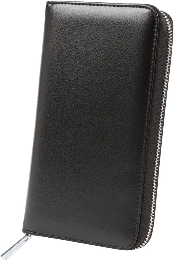 Cynure RFID-blockierender Kartenhalter für Damen, 36 Fächer, gross, lang, Leder, Reissverschluss, Sc