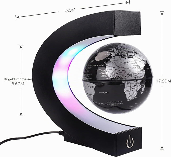 Magnetischer Schwimmender Globus mit farbigen LED-Lichtern C-Form Anti-Schwerkraft-Magnetschwebebahn