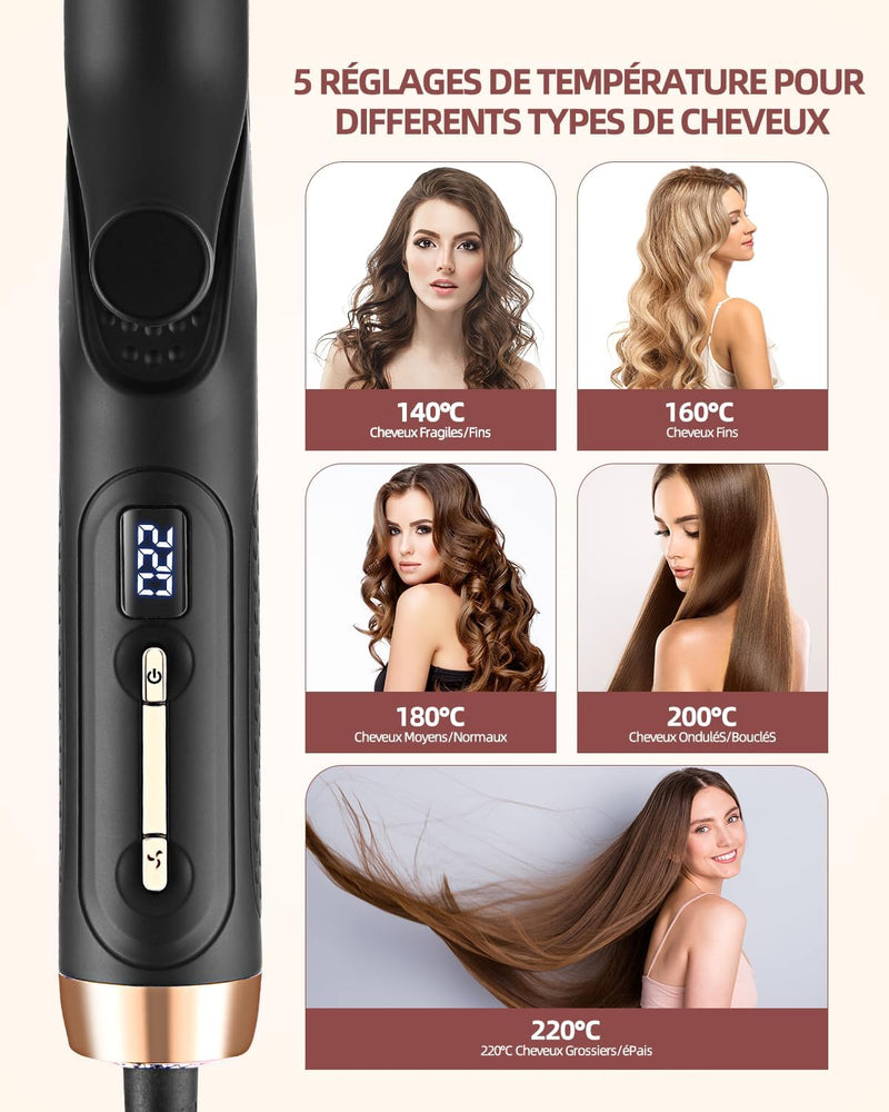 CkeyiN Glätteisen, Lockenstab, 2 in 1, 360 ° Airflow Styler, professioneller Haarglätter aus Keramik