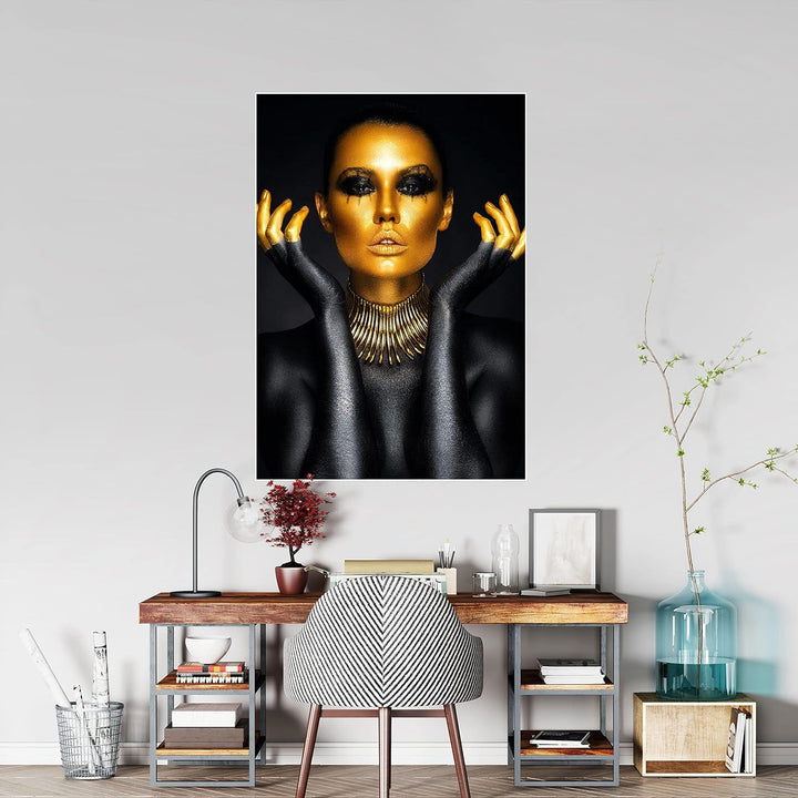 wandmotiv24 Poster als Wanddeko, Grösse 100x70cm, Gold Collection, Model mit goldenen Highlights, Sc