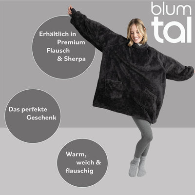 Blumtal Hoodie Decke Damen mit Ärmeln und Kapuze - OEKO-TEX zertifizierter Kuschelpullover Damen - D