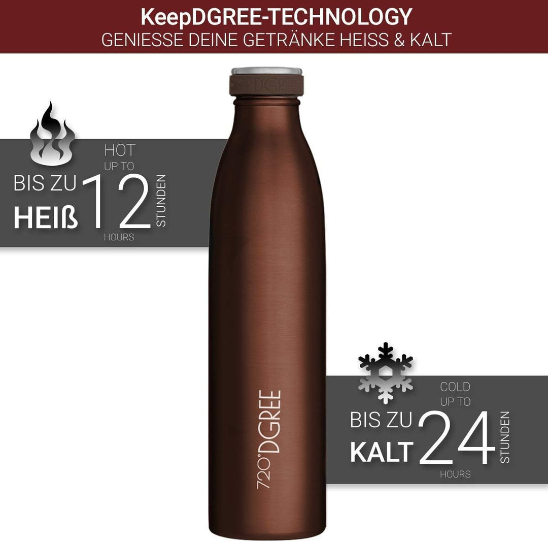 720°DGREE Edelstahl Trinkflasche “milkyBottle” - 1L - BPA-Frei, Auslaufsicher, Kohlensäure geeignet