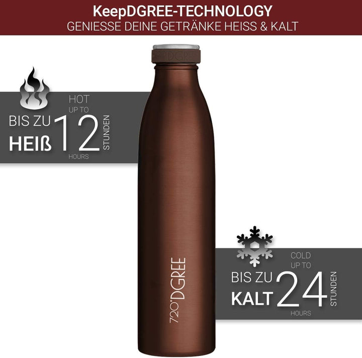 720°DGREE Edelstahl Trinkflasche “milkyBottle” - 1L - BPA-Frei, Auslaufsicher, Kohlensäure geeignet