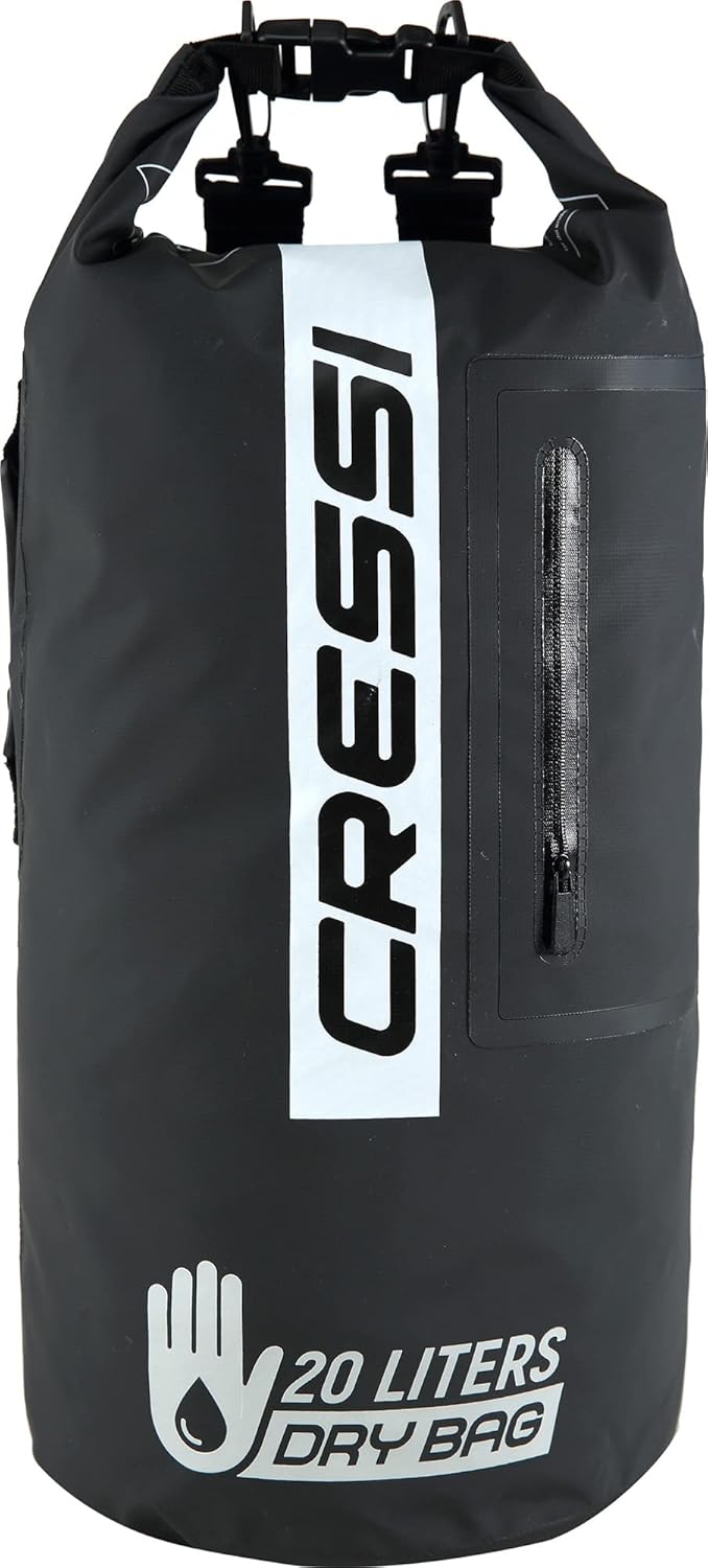 Cressi Unisex – Erwachsene Dry Bag Premium 20LT 20 L Schwarz/Schwarz/Bicolor, 20 L Schwarz/Schwarz/B