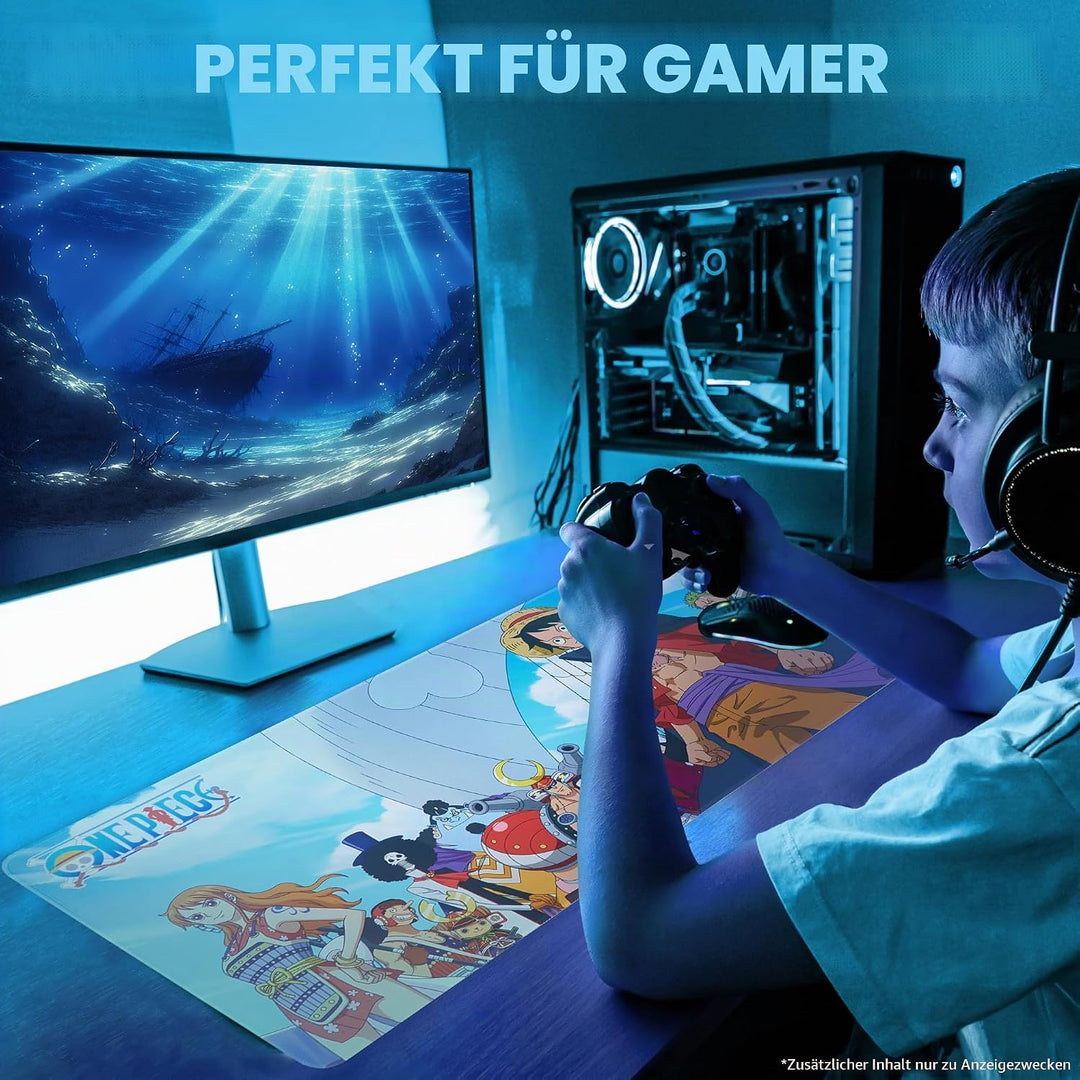 One Piece Mauspad XXL 80x35 cm, Schreibtischunterlage Gross, PC Mousepad Gaming rutschfest Schreibti