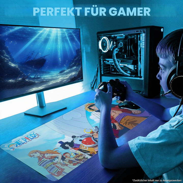 One Piece Mauspad XXL 80x35 cm, Schreibtischunterlage Gross, PC Mousepad Gaming rutschfest Schreibti