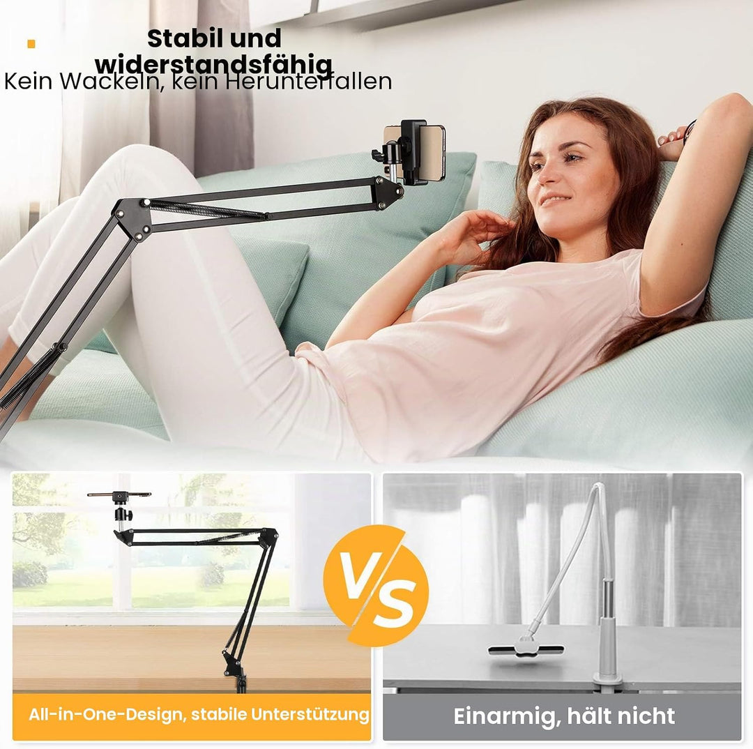 TARION Handy Gelenkarmhalterung mit Smartphone Klemme und 1/4 Zoll Schraube Langarm Handyhalter Gele