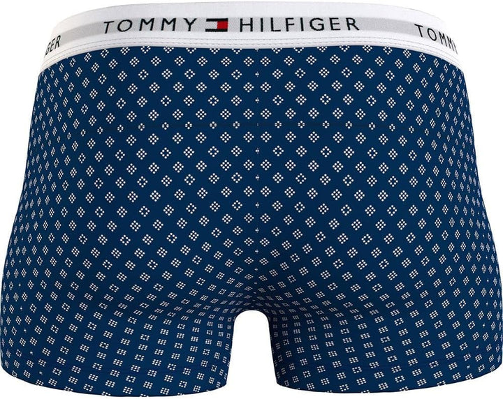 Tommy Hilfiger Herren 3er Pack Boxershorts Trunks Unterwäsche S Weiss (F Polkadot/Dsrt Sky/Deep Indi