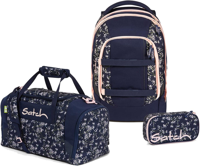 satch Pack Schulrucksack Set 3tlg. mit Sporttasche und Schlamperbox Bloomy