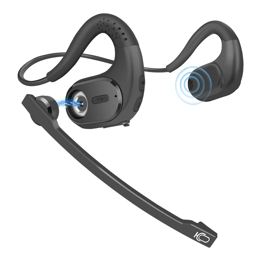 BANIGIPA Bluetooth Headset mit abnehmbarem Mikrofon, Noise Cancelling Wireless Headset für Telefone