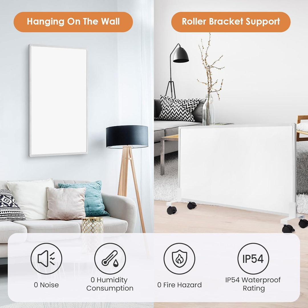 Hocosyme Infrarotheizung 600 Watt, Infrarotheizung Wandmontage bis 120 Grad Celsius für 5-10㎡ - 1-3