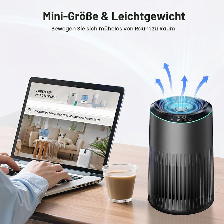 Luftreiniger für Schlafzimmer Zuhause, Luftreiniger Allergiker für Schlafzimmer Büro Raucherzimmer,