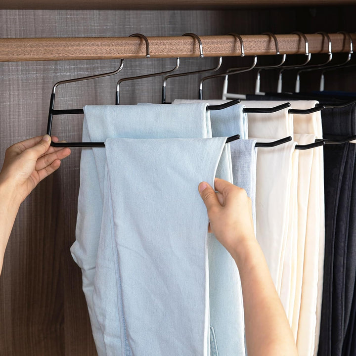 SHIMOYAMA Hosenbügel, 5 Pack, Hosen- und Kleiderbügel-Organisatoren, Doppelstabbügel mit offenen End
