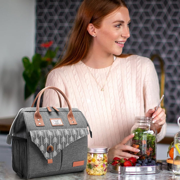 Lekesky Kühltasche Damen Lunchtasche Isolierte für Frauen Auslaufsichere Weit Geöffnete Lunchbox, 11