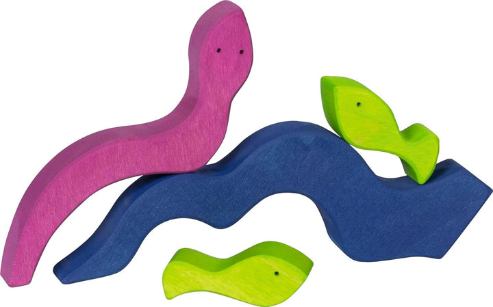goki 58362 - Bausteine Ozean aus hochwertigem Ahornholz Evolution - Bunte Farben auf Wasserbasis - f