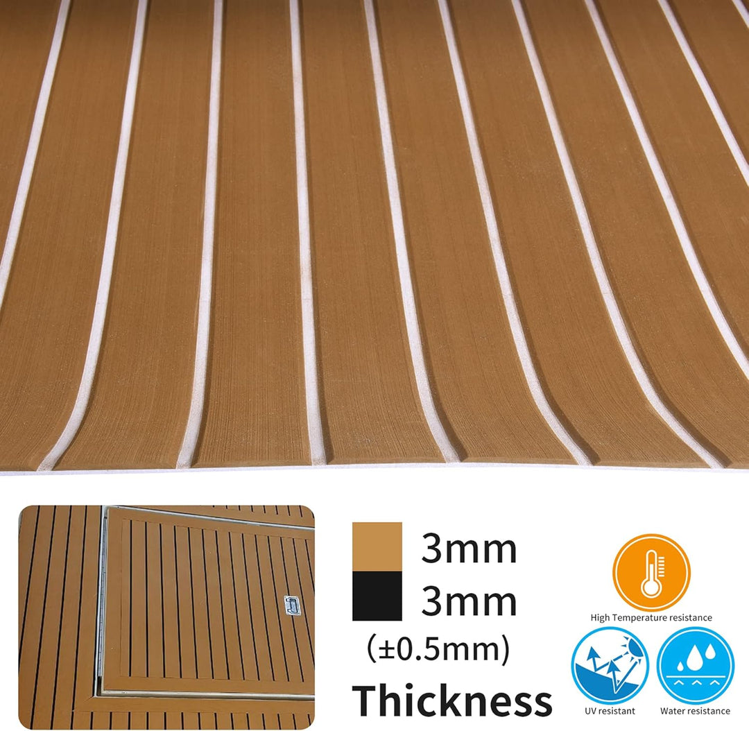 SenMore Eva Teak Selbstklebender Schaumboot Yachtboden rutschfeste Matte Marine Deckbeschläge für Bo