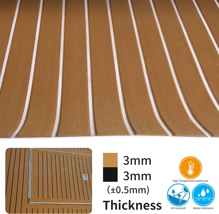 SenMore Eva Teak Selbstklebender Schaumboot Yachtboden rutschfeste Matte Marine Deckbeschläge für Bo