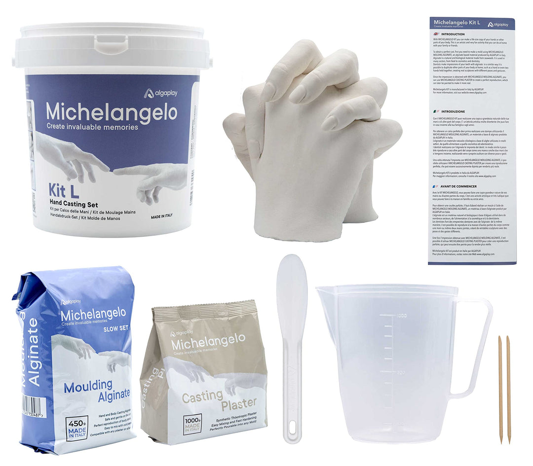 Algaplay Michelangelo KIT Hände Handabdruck Set. Kreative Geschenk-Idee für Paare und Freunde. Perfe