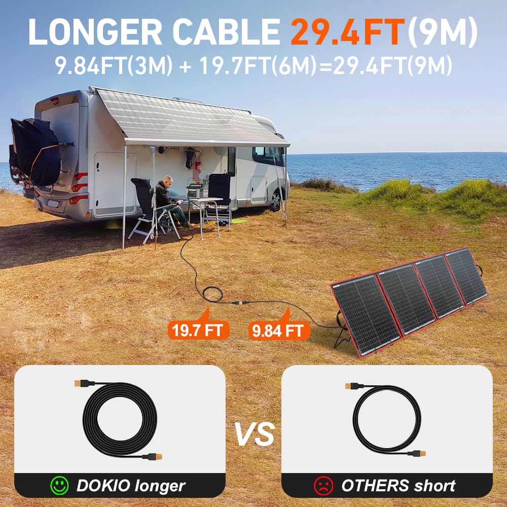 DOKIO XT60 Verlängerungskabel 6 m für Faltbar Solarpanel Extension Setup mit Stecker und Buchse