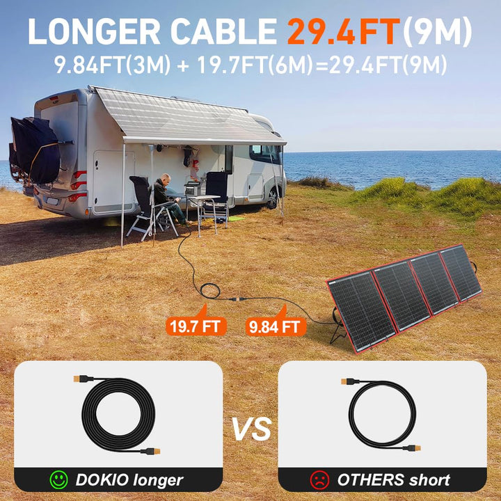 DOKIO XT60 Verlängerungskabel 6 m für Faltbar Solarpanel Extension Setup mit Stecker und Buchse
