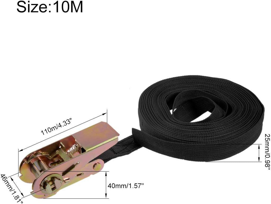 sourcing map 2Stk Ratschen Zurrgurt Spanngurte Spanngurt 10Mx25mm 250Kg Ladekappe Polypropylen für T