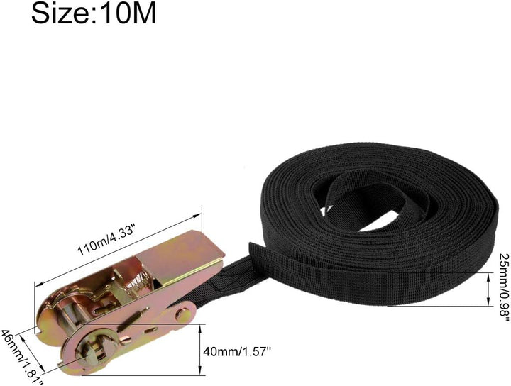 sourcing map 2Stk Ratschen Zurrgurt Spanngurte Spanngurt 10Mx25mm 250Kg Ladekappe Polypropylen für T