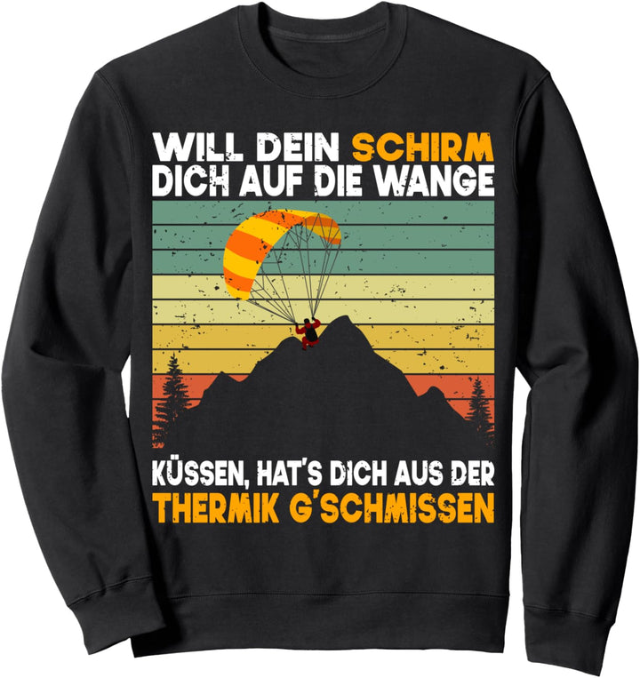Paragliding über den Bergen Vintage Gleitschirm Sweatshirt