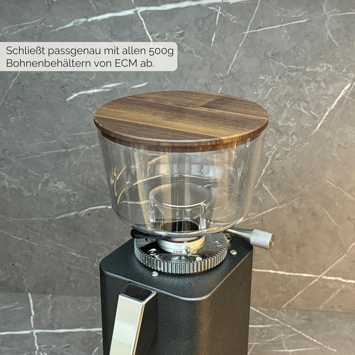 KRONENSCHLUSS Barista - Made in Germany Mühlendeckel | ECM | für 500g Bohnenbehälter | Nussholz, Nus