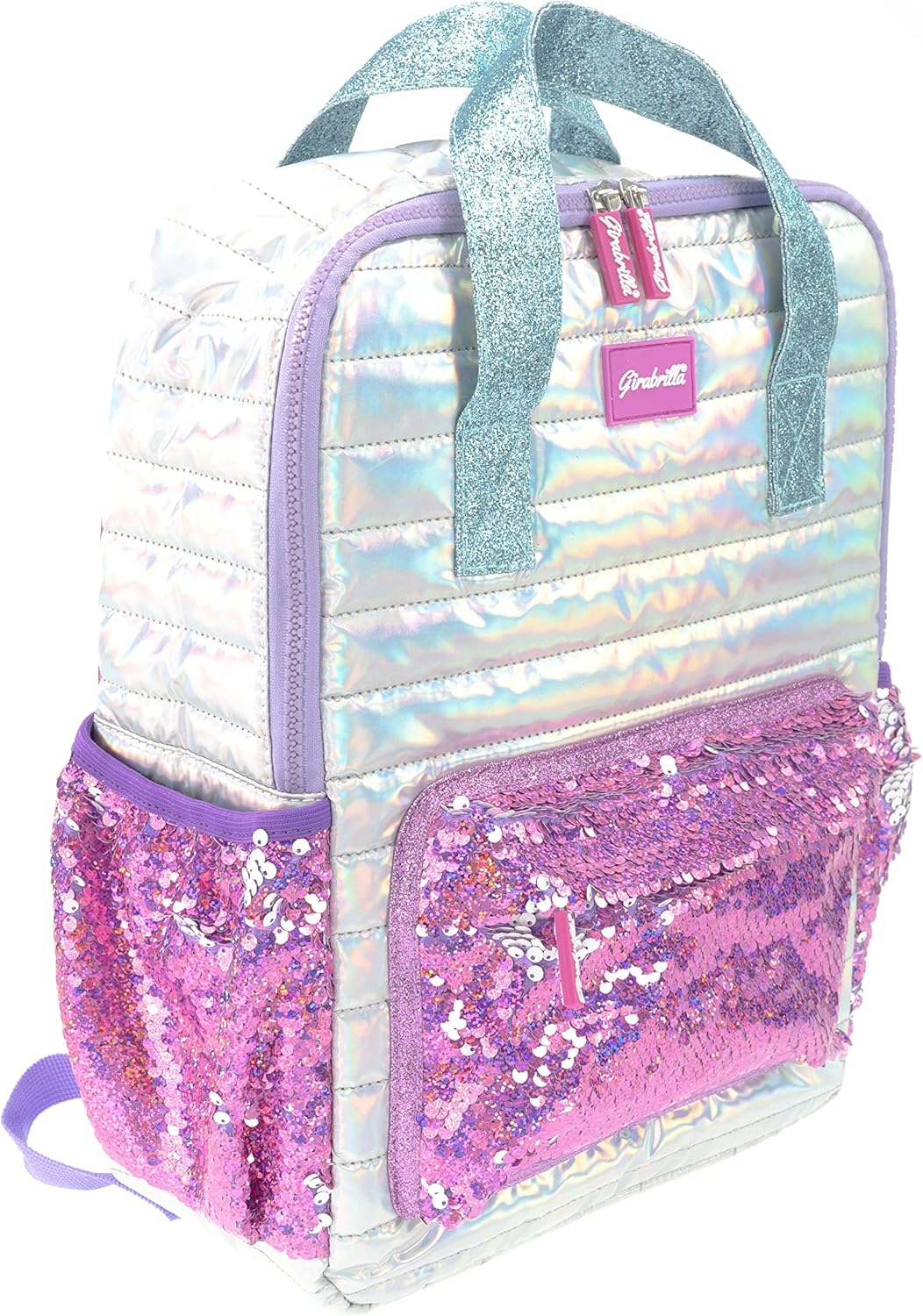 Girabrilla -19002 Schulrucksack für Kinder mit weichem Bezug, weich, schillernd und mit reversiblen