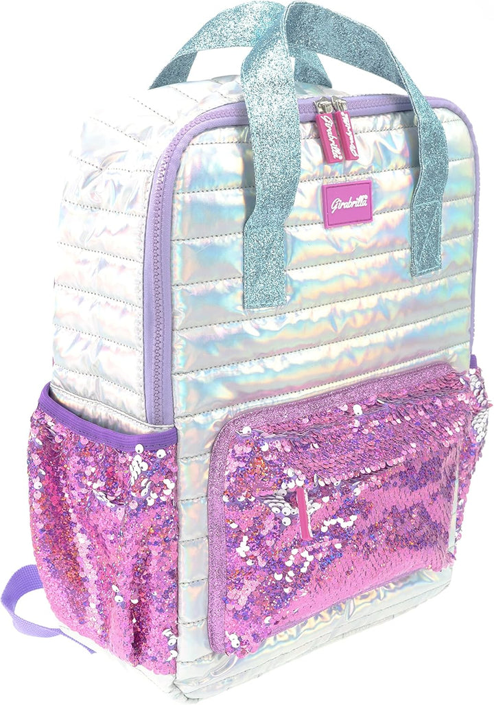 Girabrilla -19002 Schulrucksack für Kinder mit weichem Bezug, weich, schillernd und mit reversiblen