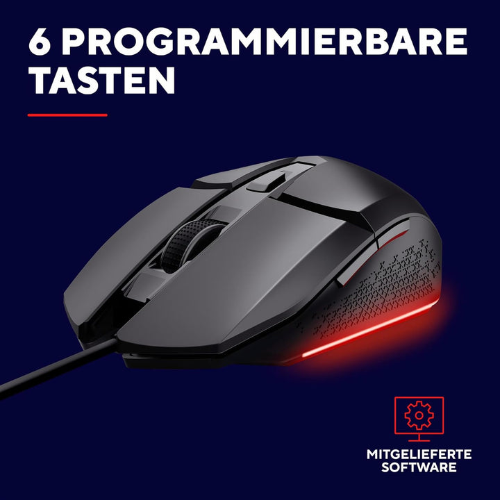 Trust Gaming GXT 109 Felox Gaming Maus mit 6 Programmierbare Tasten, Mehrfarbige LED-Beleuchtung, 20
