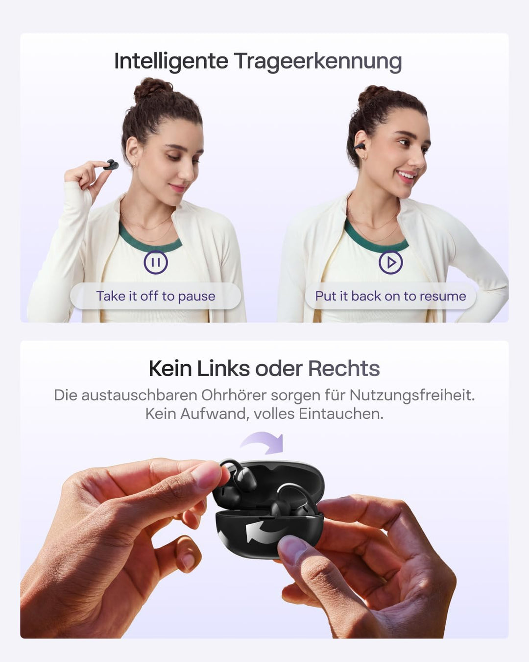 SHOKZ OpenDots Air Open-Ear-Kopfhörer mit Clip-on, ultraleichten 6,3 g, sicherer Passform, Deep Bass