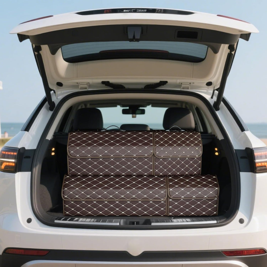 Ergocar Kofferraum Organizer Luxus-PU-Leder Aufbewahrungstasche Organizer Wasserdicht Faltbar Koffer