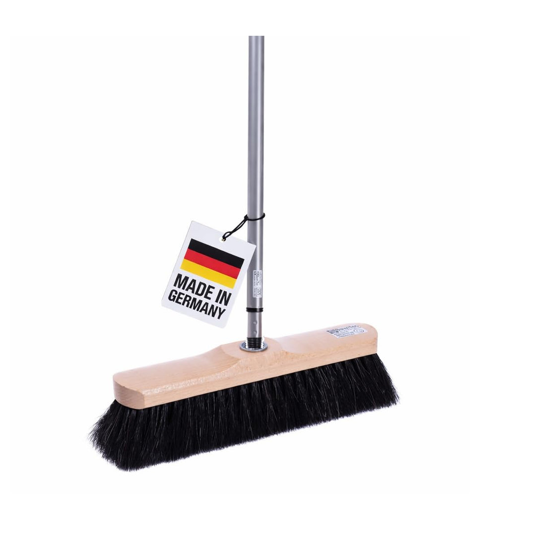 BawiTec Qualitäts Rosshaarbesen mit sehr weichen Borsten Zimmerbesen mit Teleskopstiel max. 200cm La