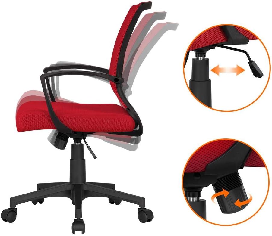 Yaheetech Bürostuhl Ergonomisch, Schreibtischstuhl mit Netzbespannung, Arbeitsstuhl mit Armlehnen, C