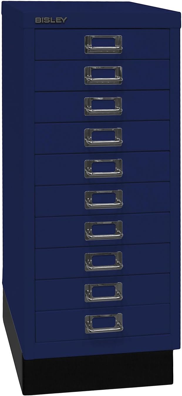 BISLEY MultiDrawer, 29er Serie mit Sockel, DIN A4, 10 Schubladen, Metall, 639 Oxfordblau, 38 x 27.9