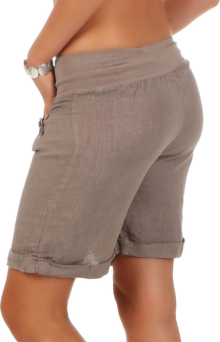 Malito Damen Bermuda aus Leinen | lässige Kurze Hose | Shorts für den Strand | Pants - Hotpants 6822