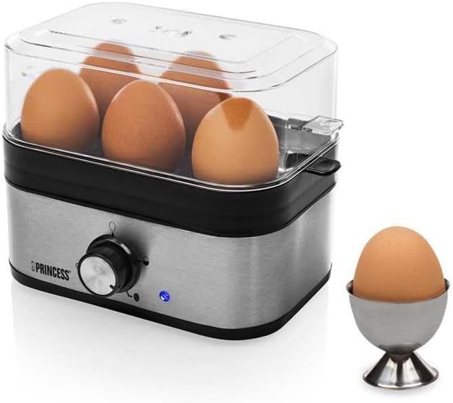 Princess Eierkocher 350 Watt für 1-6 Eier mit Härtegradeinstellung, 262041, 6 Eier