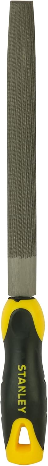 Stanley Halbrundfeile, Hieb 2, 200mm Länge, Karbon-Stahl, ergonomischer Bi-Material Handgriff, Griff