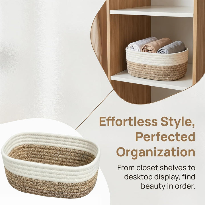 4 Stück Aufbewahrungskorb Geflochten Baumwollseil,Stapelbare Speicher Storage Basket,Stapelbare Korb