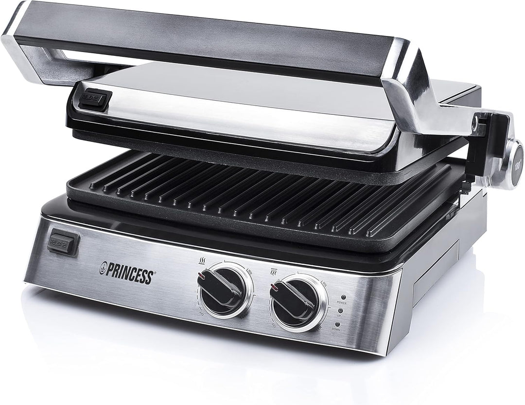 Princess Kontaktgrill/ Sandwichmaker – 180° aufklappbar mit zwei einstellbaren Thermostaten, 117300,