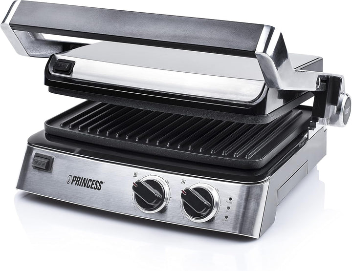 Princess Kontaktgrill/ Sandwichmaker – 180° aufklappbar mit zwei einstellbaren Thermostaten, 117300,